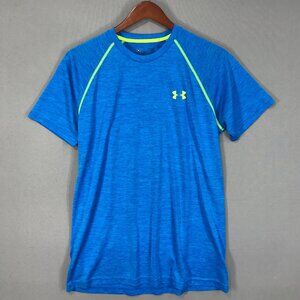 Under Armour T Shirt Mens Medium Blue HeatGear Pullover Active Crew Short Sleeve